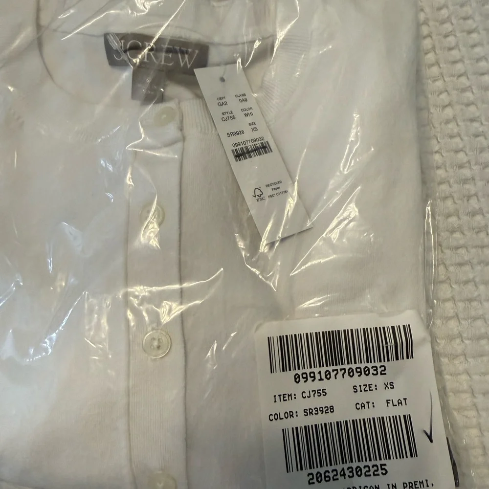 J. Crew Jackie Cardigan Sweater in Premium Ultra Fine Cotton Blend NWT XS White - Picture 7 of 12